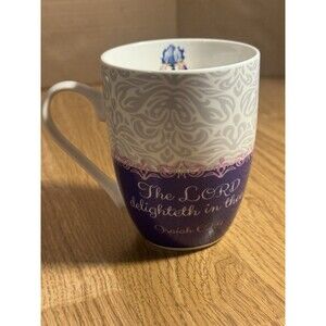 The Lord Delights In You Isaiah 62:4 Tea Coffee Cup Mug Gift Purple Iris